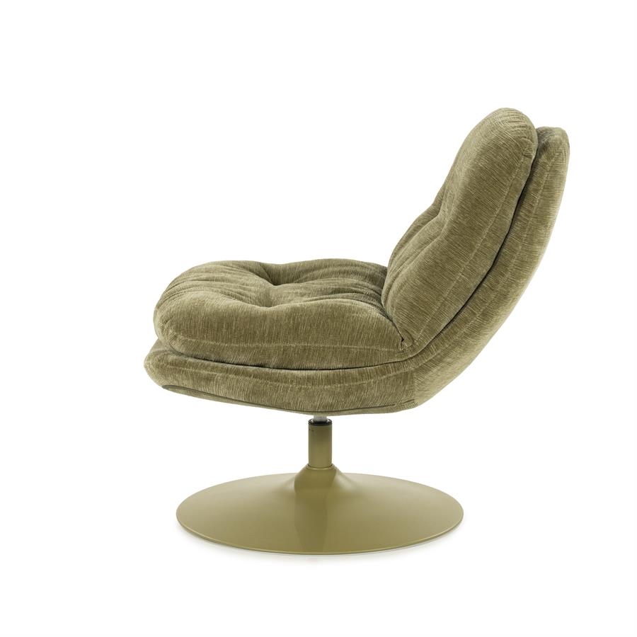 Fauteuil Tromba groen stof, zijaanzicht op witte achtergrond