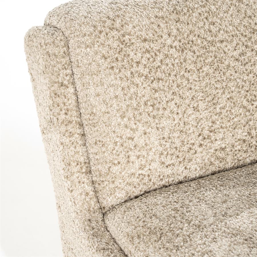 Fauteuil Omla taupe stof, detail van het materiaal
