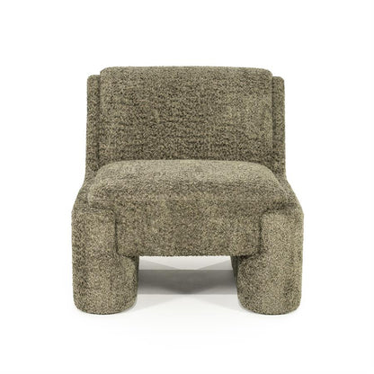 Fauteuil Omla groen stof, vooraanzicht op witte achtergrond