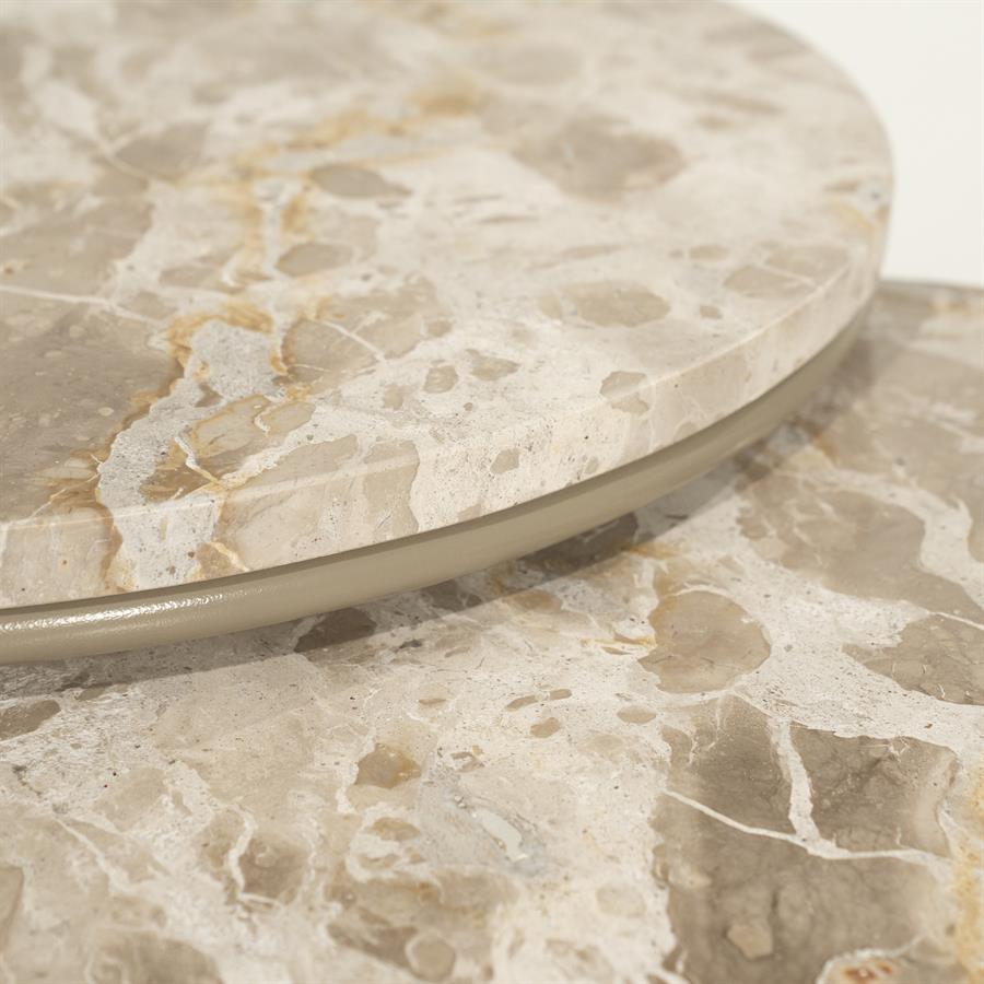 Salontafel Alvar beige ijzer set van 2, detail van het materiaal
