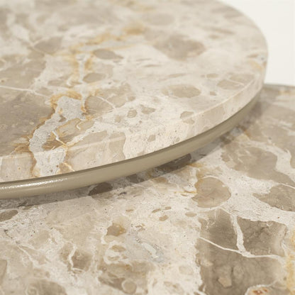 Salontafel Alvar beige ijzer set van 2, detail van het materiaal