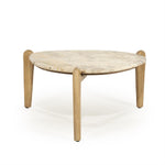 Salontafel Marnish bruin mangohout 85 x 85 cm, vooraanzicht op witte achtergrond