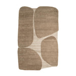 Vloerkleed Iwa bruin polyester & wol, bovenaanzicht op witte achtergrond