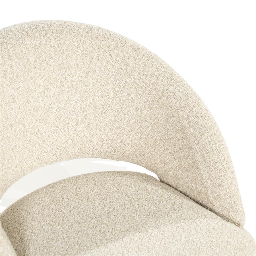 Eetkamerstoel Nido beige stof, detail van het materiaal