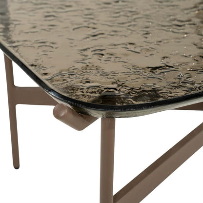 Salontafel Liri bruin metaal, detail van het materiaal