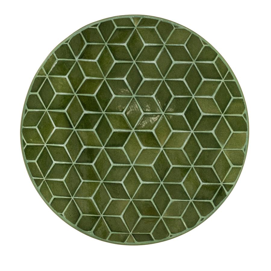 Salontafel Patterna groen ijzer, bovenaanzicht op witte achtergrond