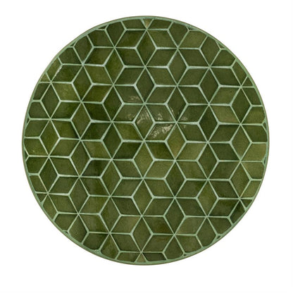 Salontafel Patterna groen ijzer, bovenaanzicht op witte achtergrond
