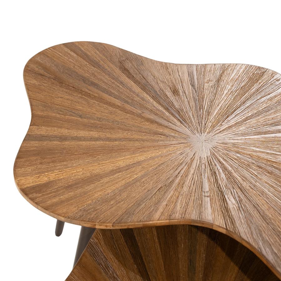 Salontafel Loma naturel teakhout set van 2, detail van het materiaal
