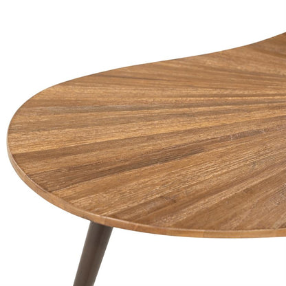 Salontafel Loma naturel teakhout set van 2, detail van het materiaal