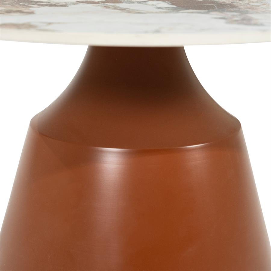 Salontafel Roka bruin metaal set van 2, detail van het materiaal