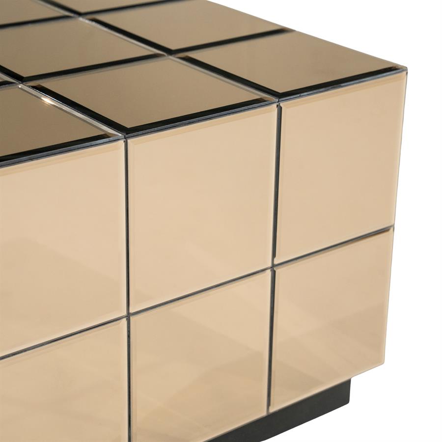 Salontafel Flectron bruin hout, detail van het materiaal