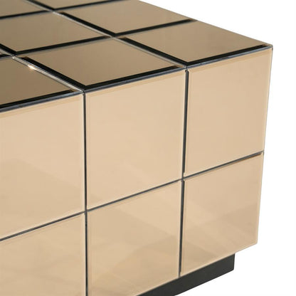 Salontafel Flectron bruin hout, detail van het materiaal