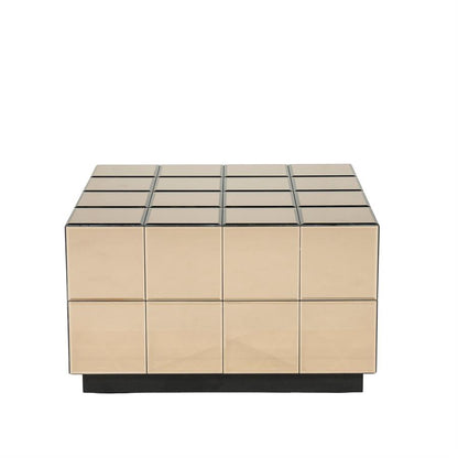 Salontafel Flectron bruin hout, vooraanzicht op witte achtergrond