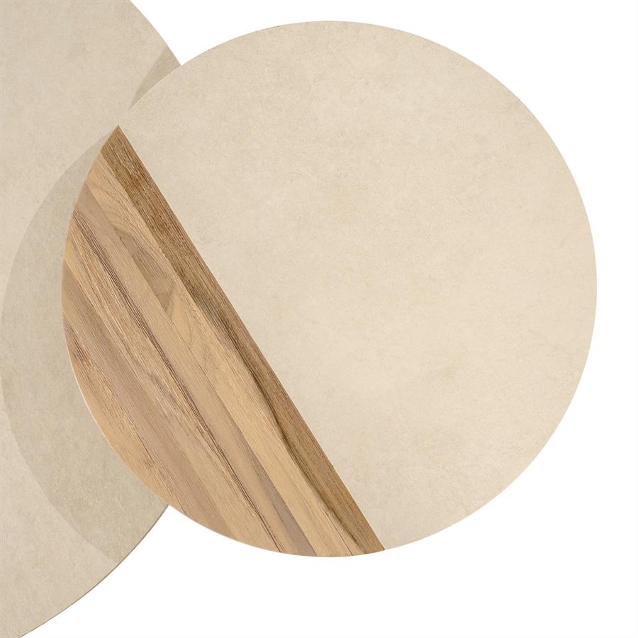 Salontafel Diago naturel teakhout set van 2, bovenaanzicht op witte achtergrond
