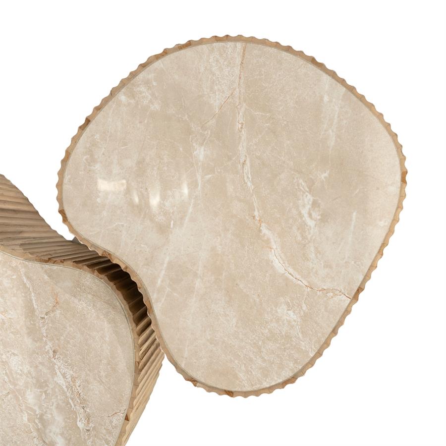 Salontafel Nice naturel teakhout, bovenaanzicht op witte achtergrond
