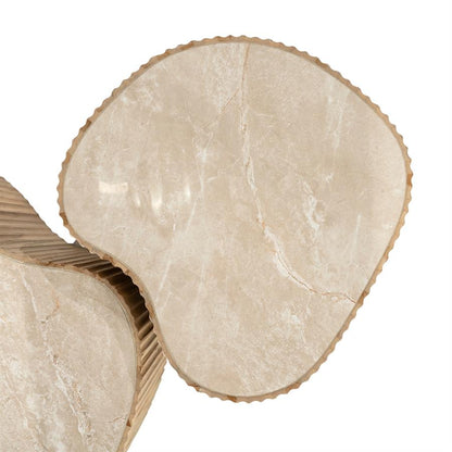 Salontafel Nice naturel teakhout, bovenaanzicht op witte achtergrond