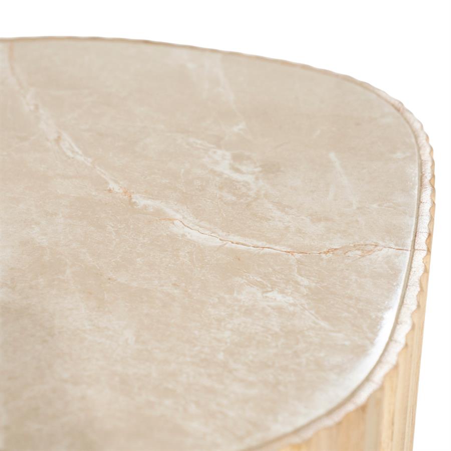 Salontafel Nice naturel teakhout, detail van het materiaal