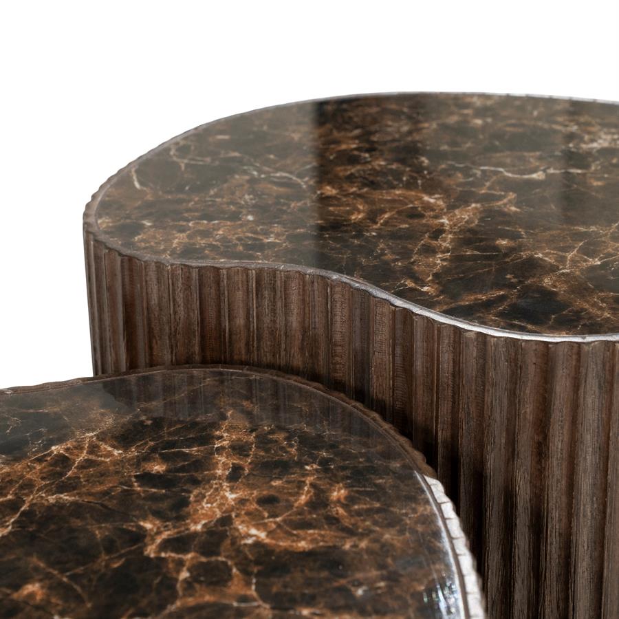Salontafel Nice bruin teakhout, detail van het materiaal