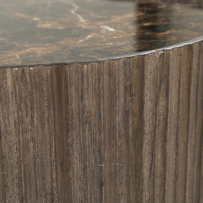 Salontafel Nice bruin teakhout, detail van het materiaal