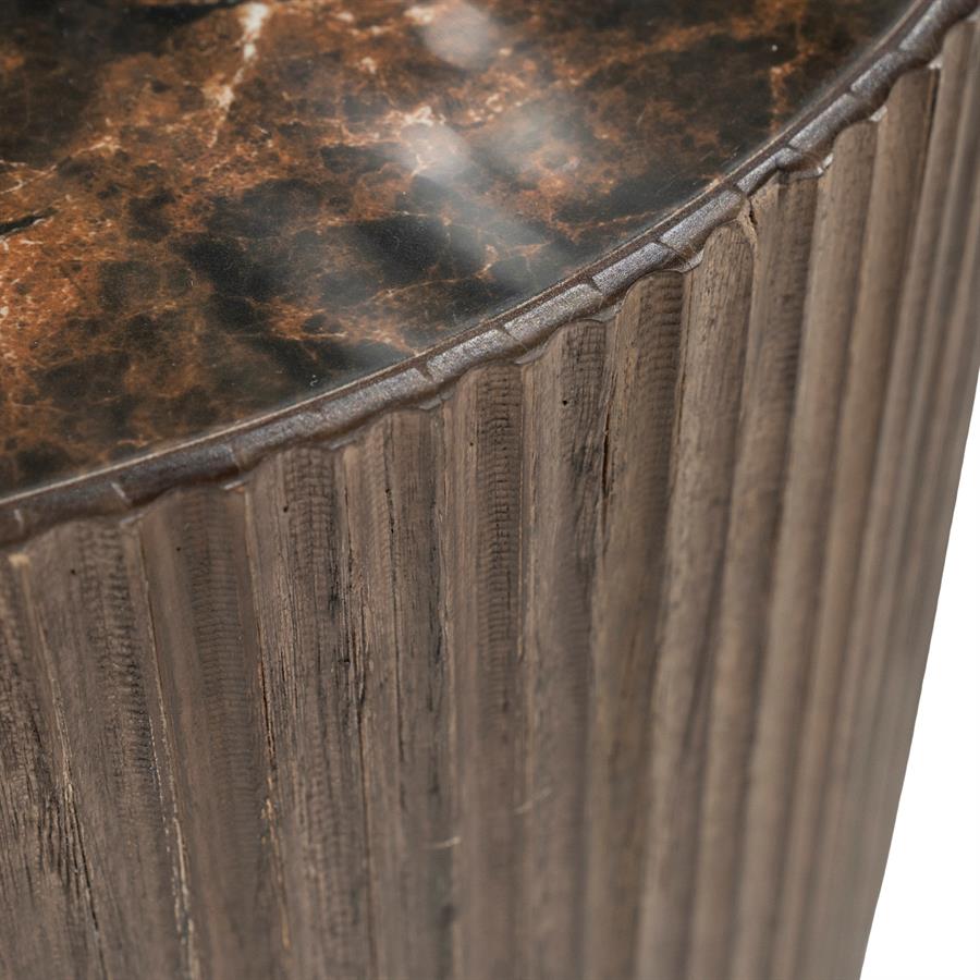 Salontafel Nice bruin teakhout, detail van het materiaal