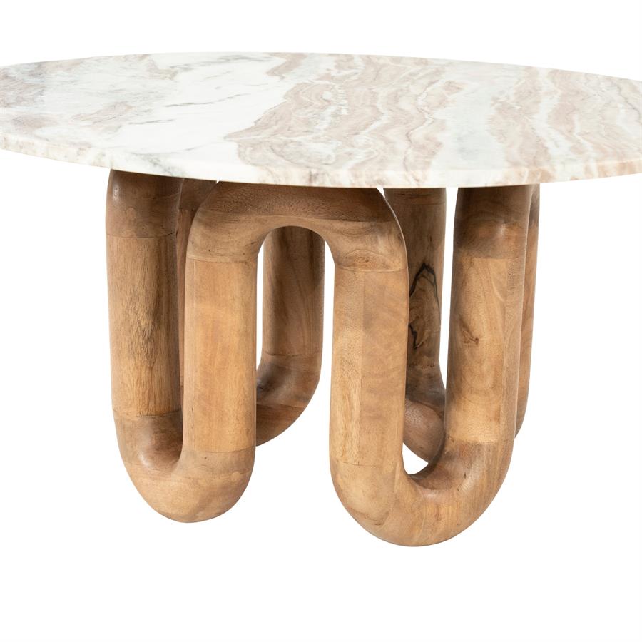 Salontafel LoopStone naturel mangohout, detail van het materiaal