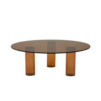Salontafel Aero bruin glas, vooraanzicht op witte achtergrond