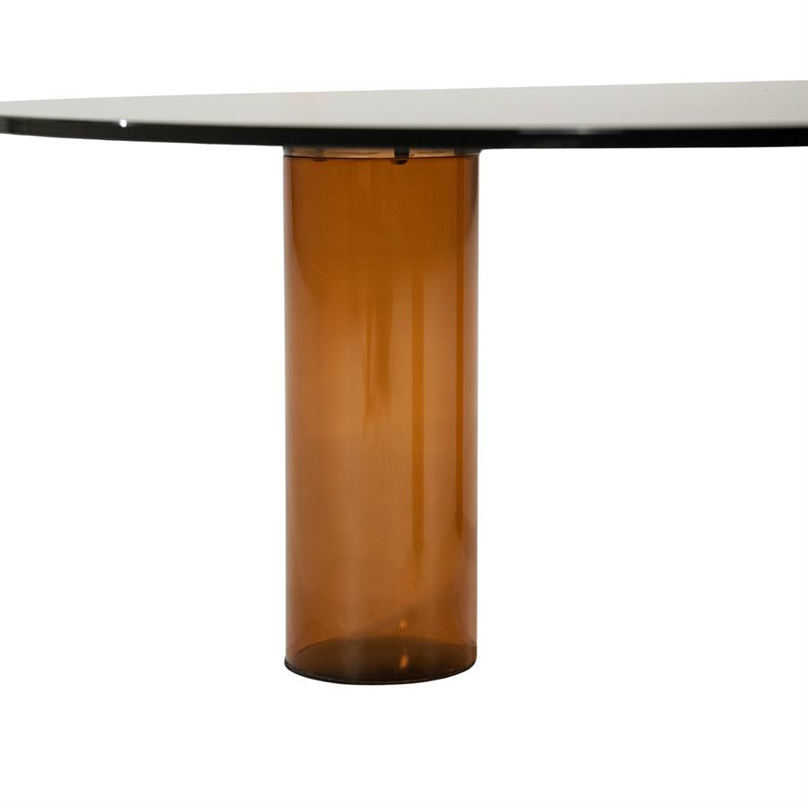 Salontafel Aero bruin glas, detail van het materiaal