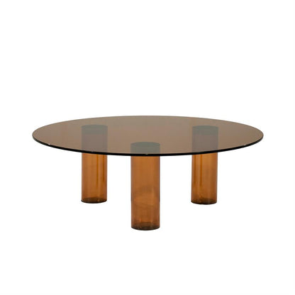 Salontafel Aero bruin glas, vooraanzicht op witte achtergrond