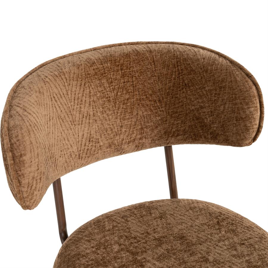 Eetkamerstoel Timberline bruin stof, detail van het materiaal