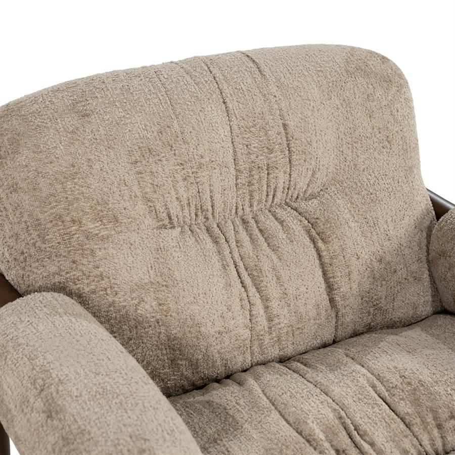 Fauteuil Cozara taupe stof, detail van het materiaal