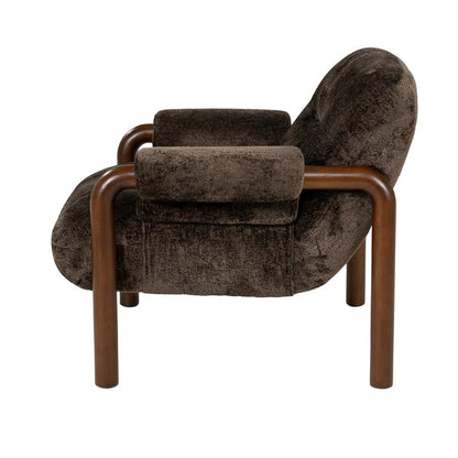 Fauteuil Cozara bruin stof, zijaanzicht op witte achtergrond