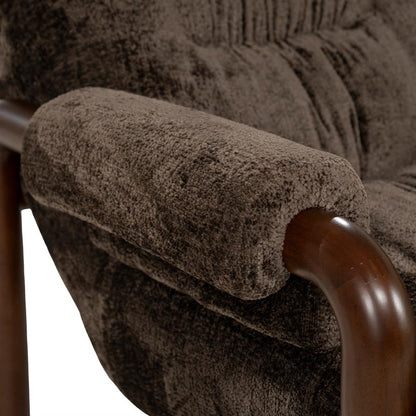 Fauteuil Cozara bruin stof, detail van het materiaal