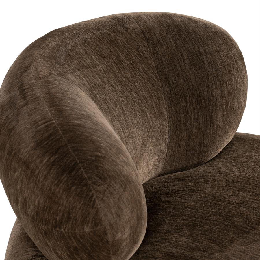Fauteuil Mochi bruin stof, detail van het materiaal