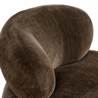 Fauteuil Mochi bruin stof, detail van het materiaal