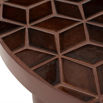 Salontafel Patterna rood ijzer, detail van het materiaal
