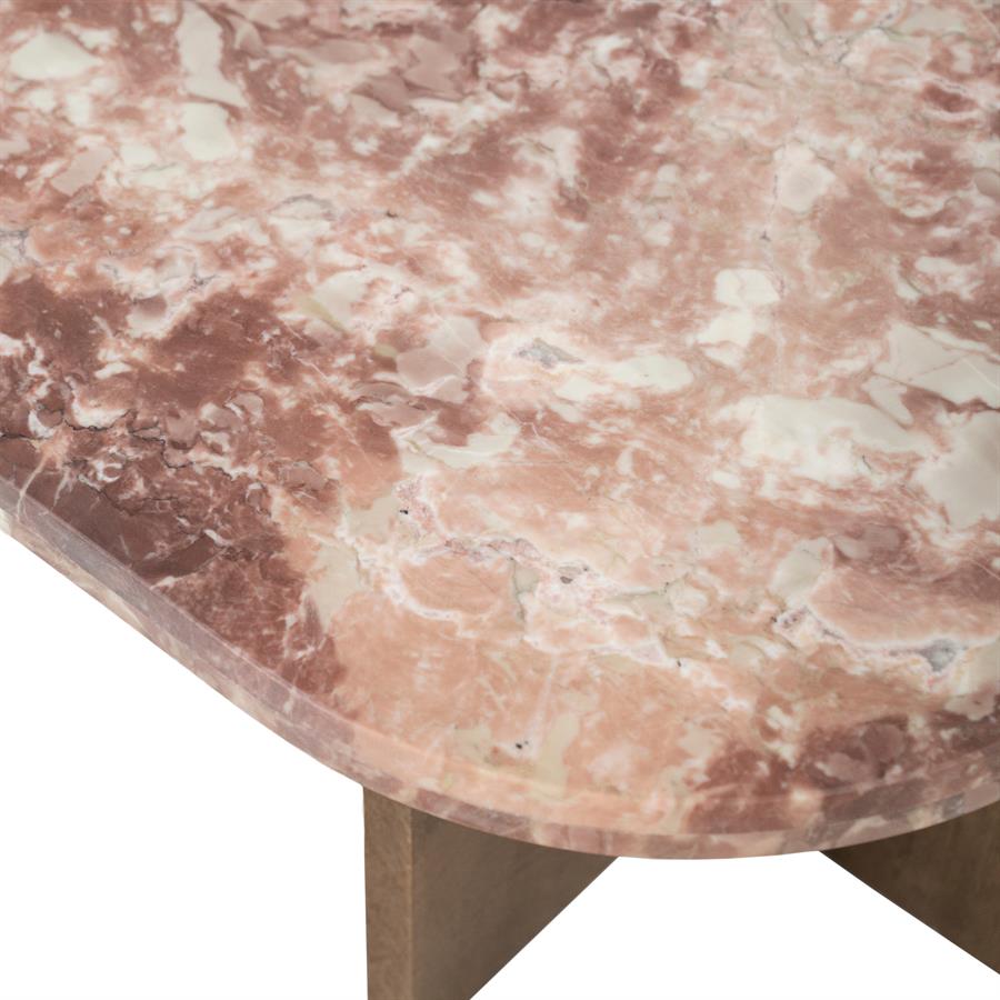 Salontafel Haussmann roze mangohout, detail van het materiaal