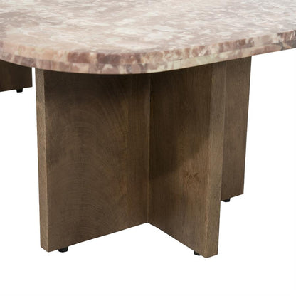Salontafel Haussmann roze mangohout, detail van het materiaal