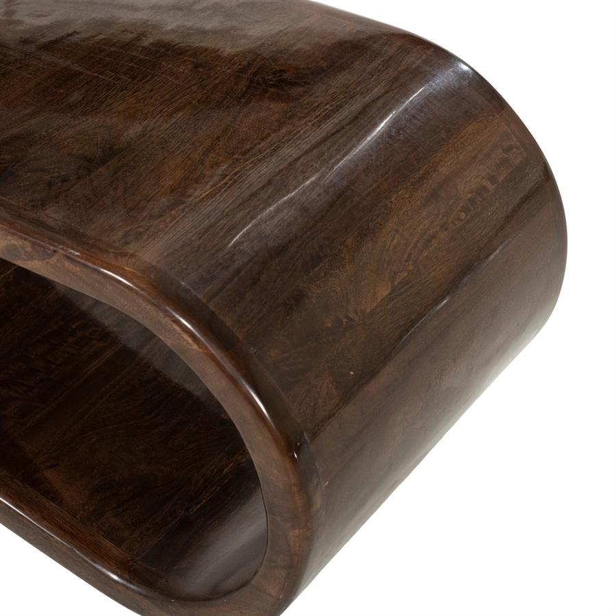 Salontafel Glossia bruin mangohout, detail van het materiaal