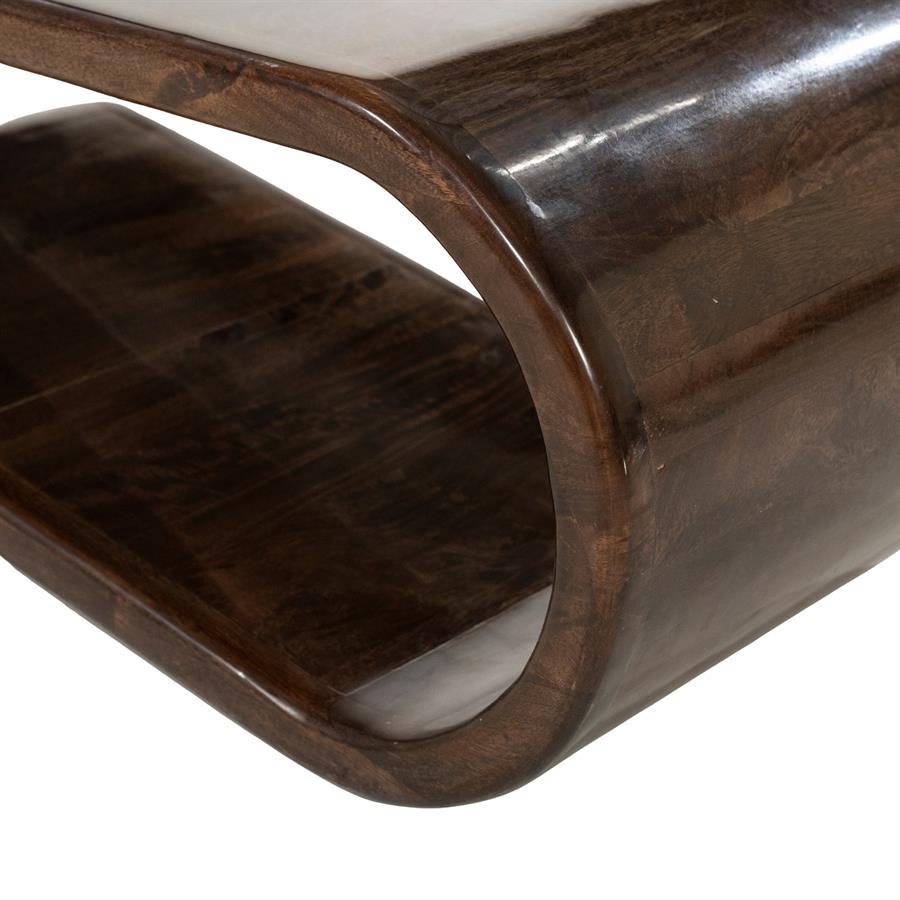 Salontafel Glossia bruin mangohout, detail van het materiaal