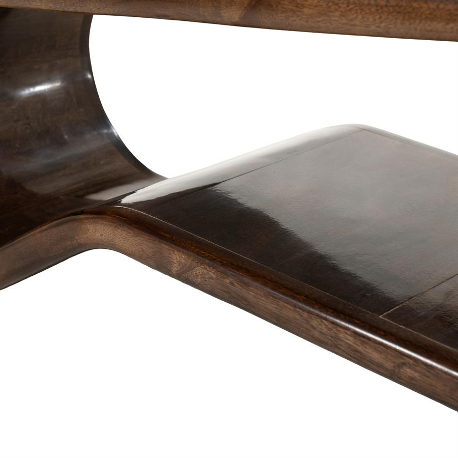 Salontafel Glossia bruin mangohout, detail van het materiaal