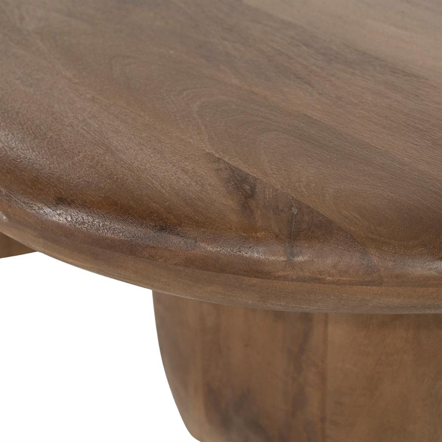 Salontafel Sui bruin mangohout, detail van het materiaal