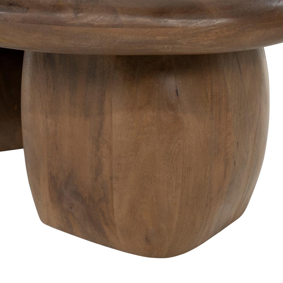 Salontafel Sui bruin mangohout, detail van het materiaal