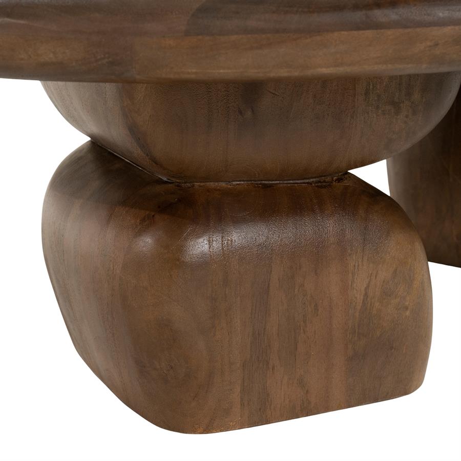 Salontafel Sui bruin mangohout, detail van het materiaal