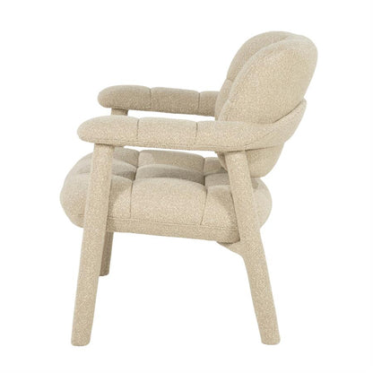 Fauteuil Knox taupe stof, zijaanzicht op witte achtergrond