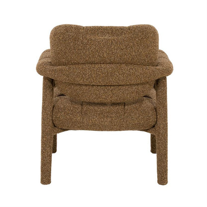 Fauteuil Knox bruin stof, achteraanzicht op witte achtergrond