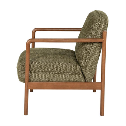 Fauteuil Sutton groen stof, zijaanzicht op witte achtergrond