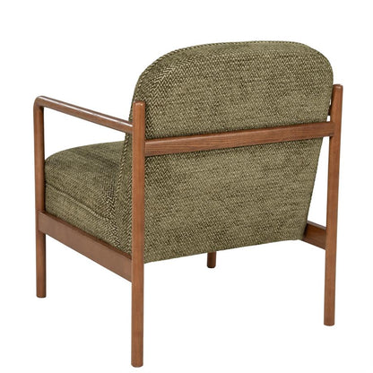 Fauteuil Sutton groen stof, schuin achteraanzicht op witte achtergrond