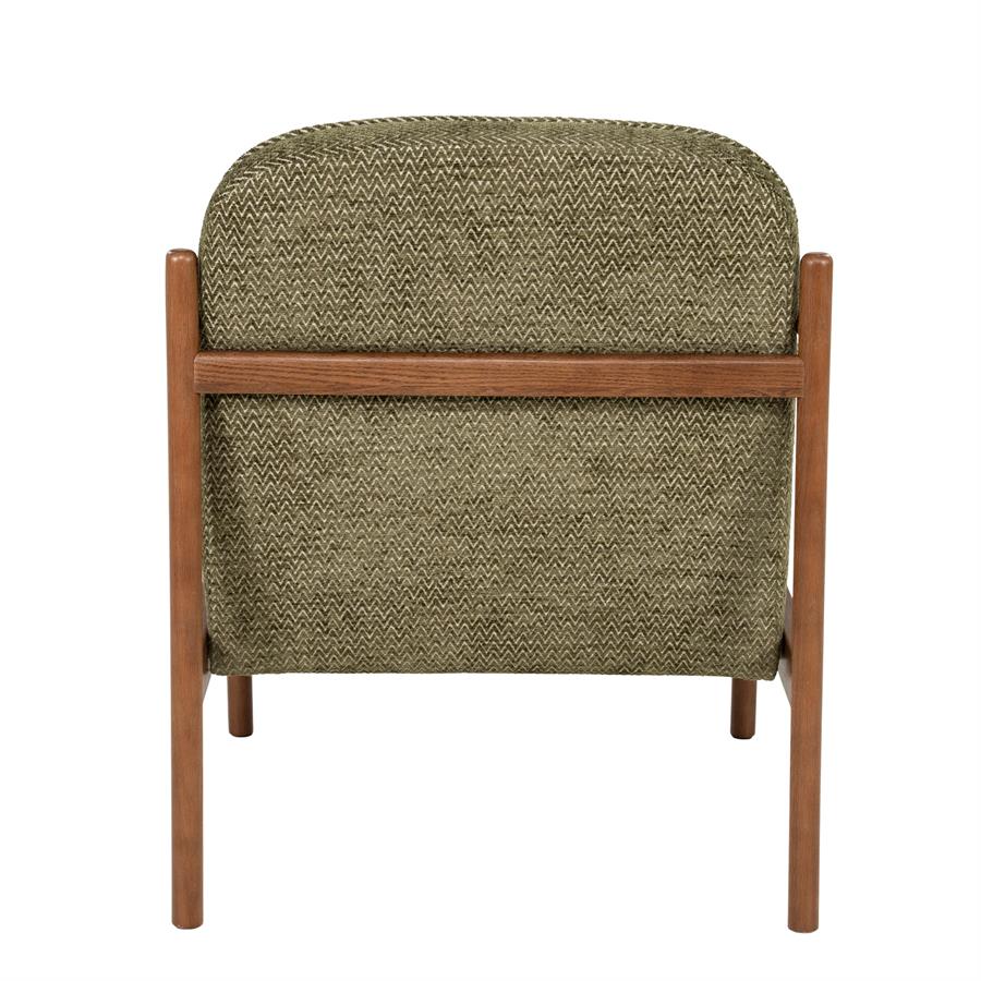 Fauteuil Sutton groen stof, achteraanzicht op witte achtergrond