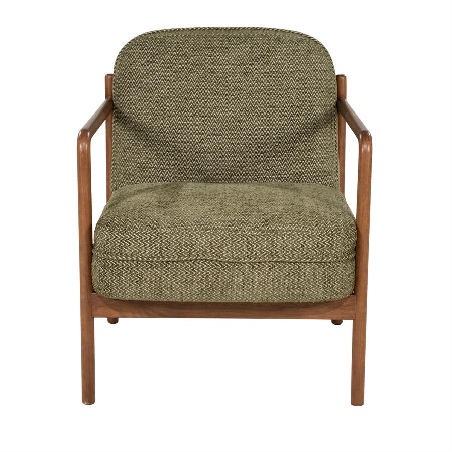 Fauteuil Sutton groen stof, vooraanzicht op witte achtergrond