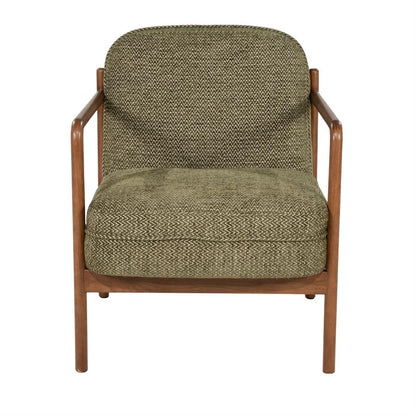 Fauteuil Sutton groen stof, vooraanzicht op witte achtergrond